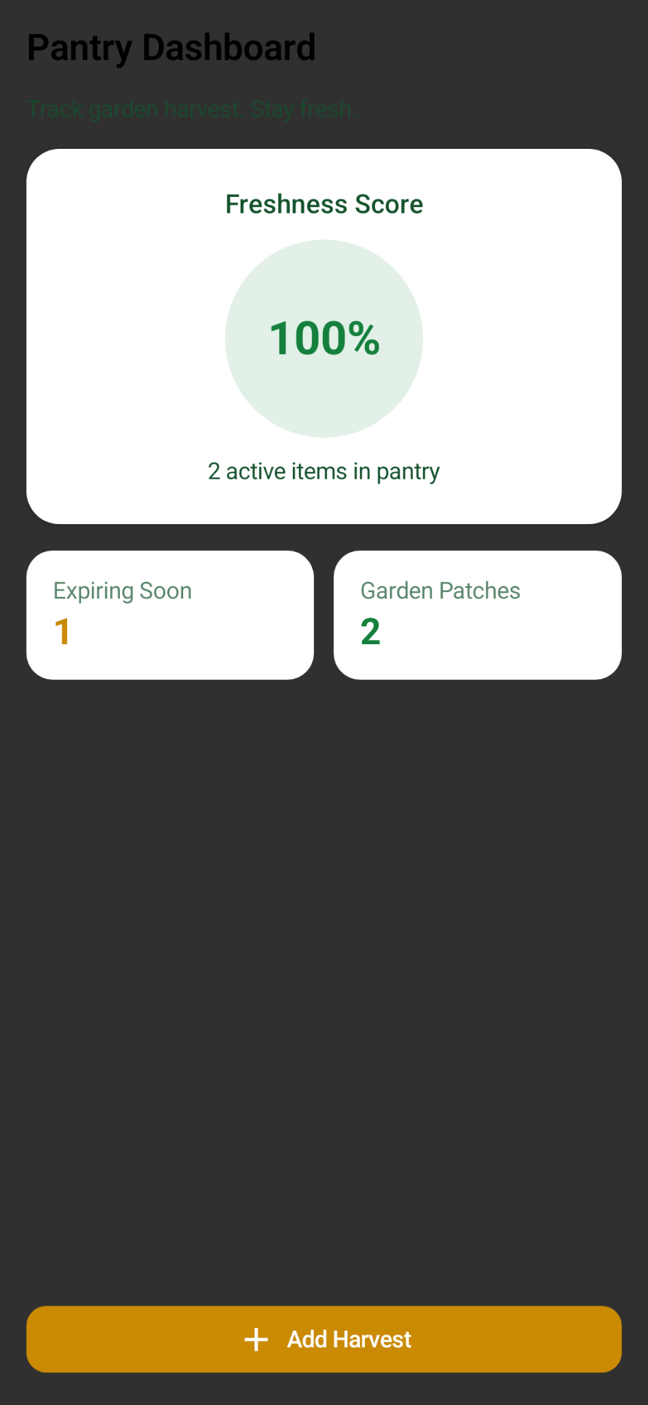 Patch Pantry Log dashboard